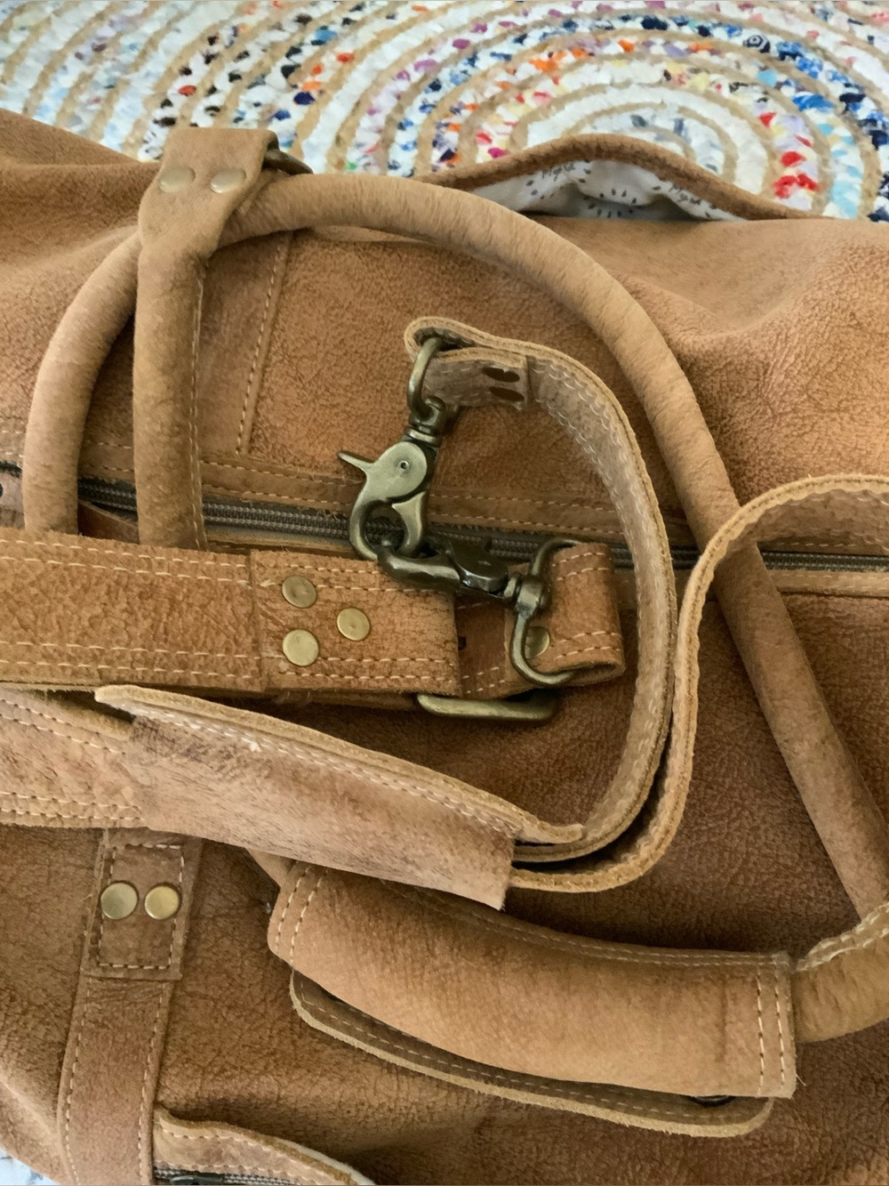 Myra NWOT Leather Duffel Bag - Classic Travel Weekender - Picture 12 of 16